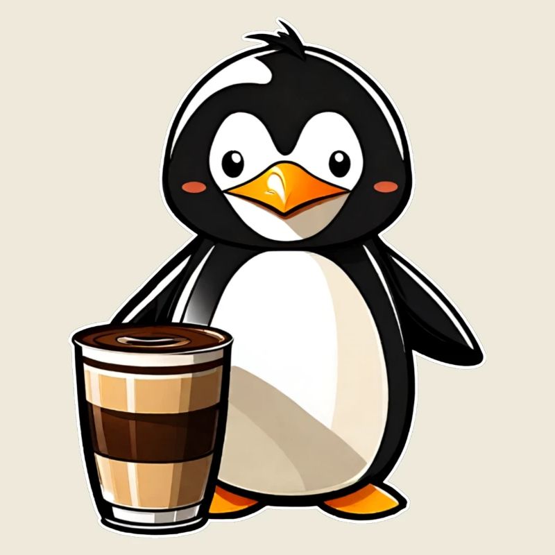 Niedlicher Pinguin mit Kaffee V