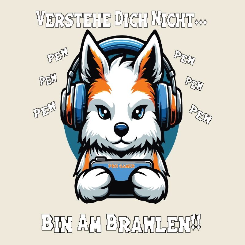 Lustiges Gamer Design - Bin am Brawlen Hund Wolf