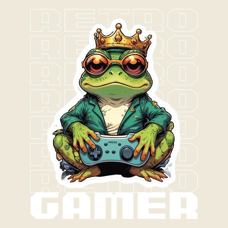Retro Gamer Frog with Controller Console Games