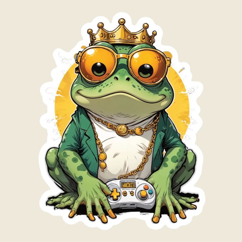 Retro Gamer Frog with Controller Console Games