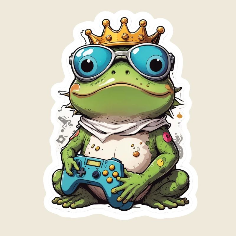 Retro Gamer Frog with Controller Console Games