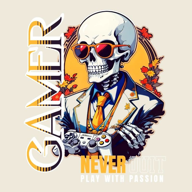 Retro Gamer Skelett mit Controller Konsolenspiele