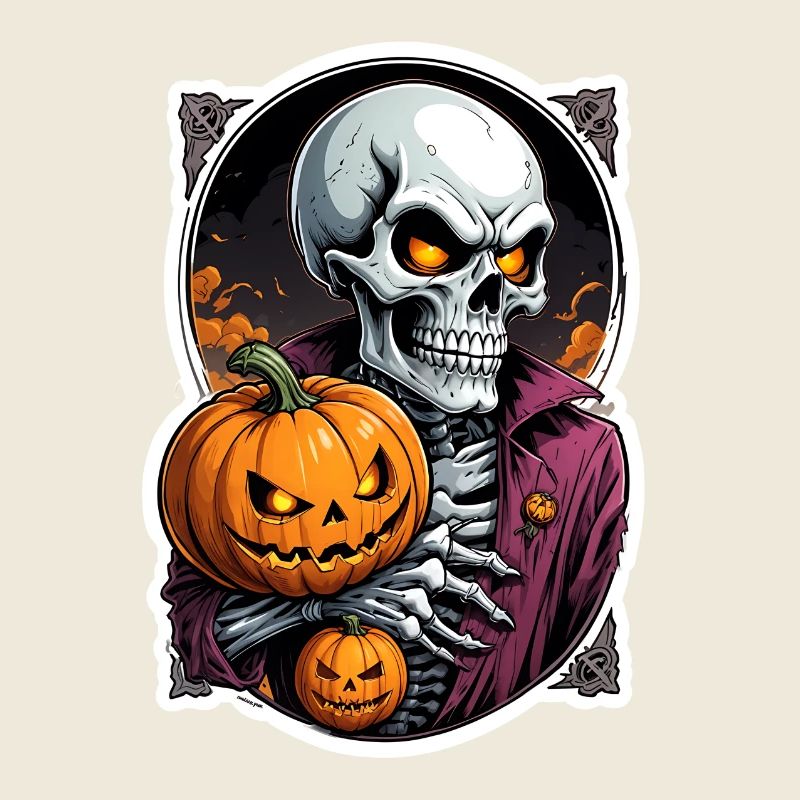 Halloween squelette crâne horreur avec citrouille
