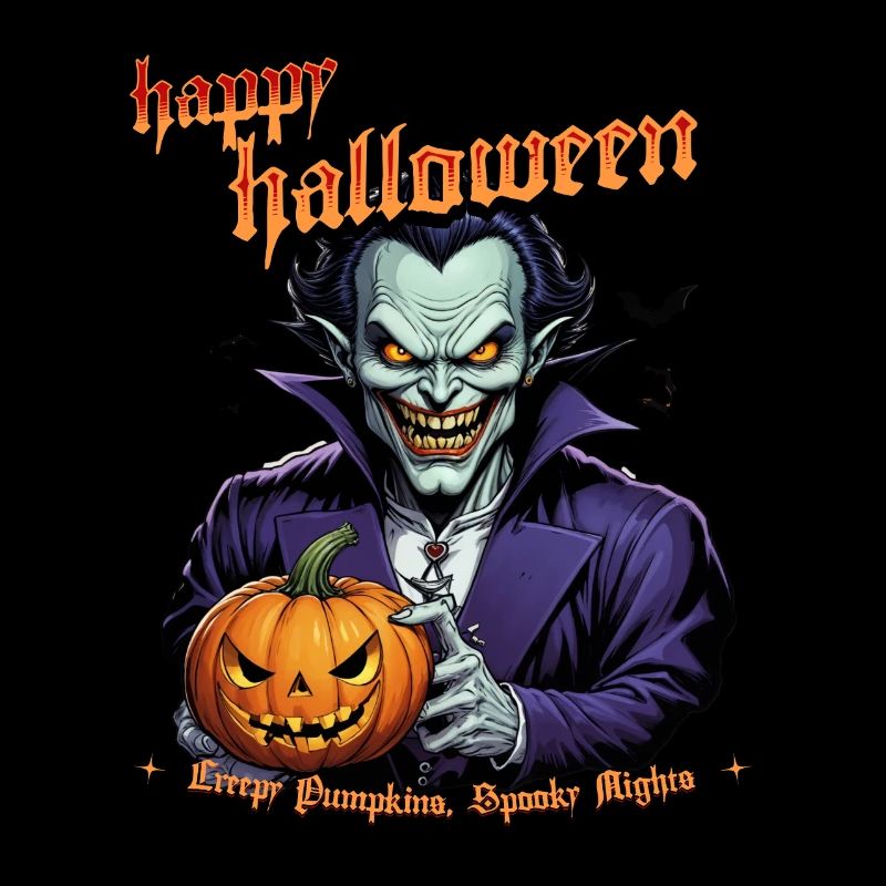 Vampire d’Halloween avec citrouille et chauves-souris