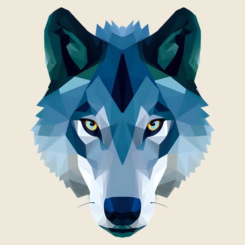 loup polygonal bas en bleu et blanc