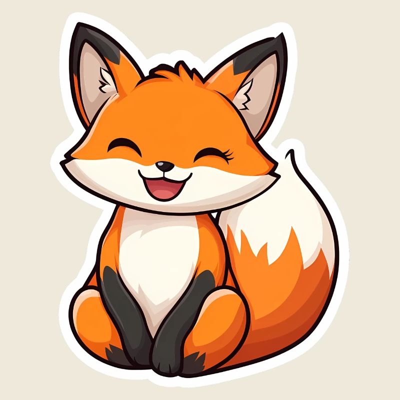 Renard mignon et heureux dans le style dessin animé