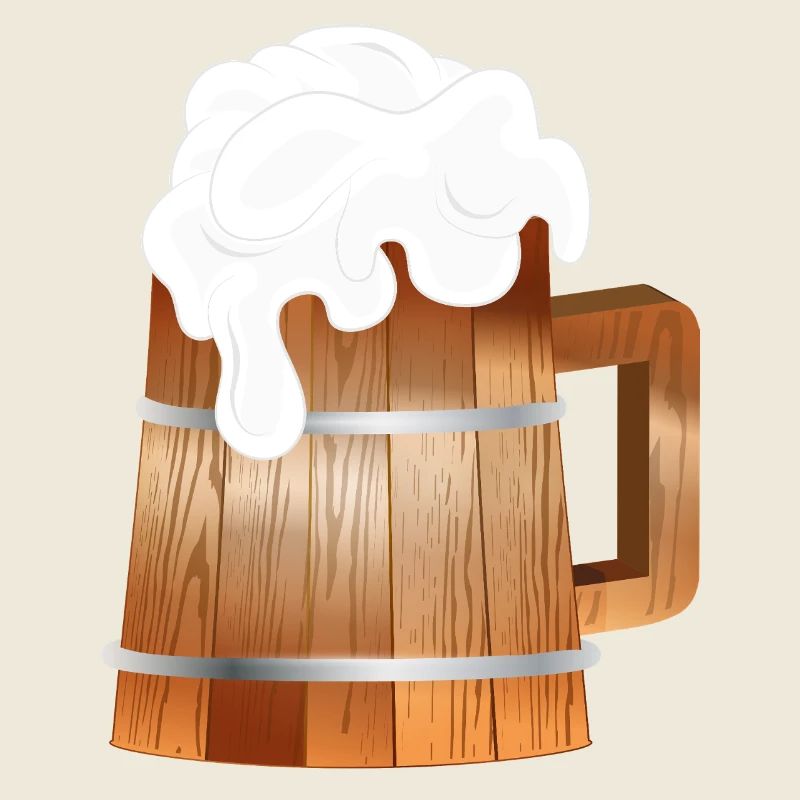 Rustikaler Bierkrug in Holzoptik mit Schaum