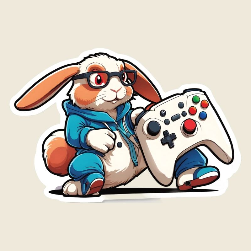 Gamer bunny avec manette pour les joueurs cool