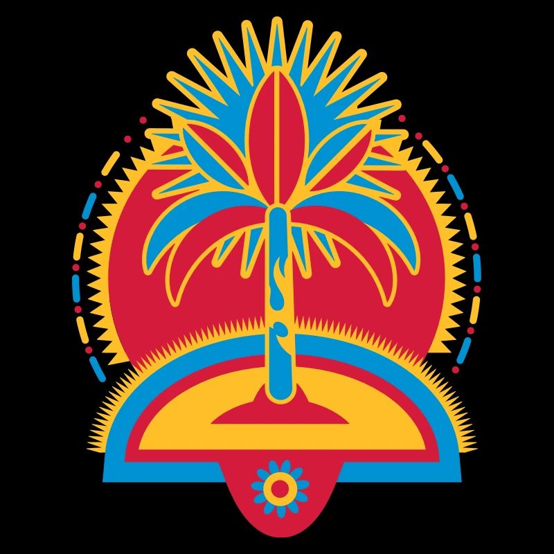 A palm tree on an island
