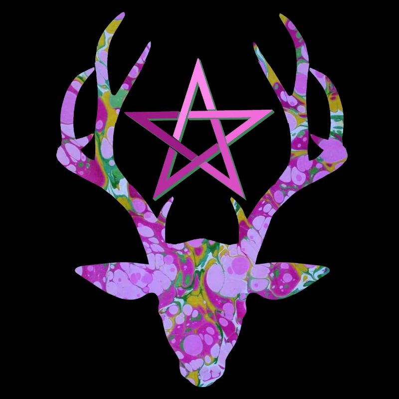 Deer head with pentagram E 230