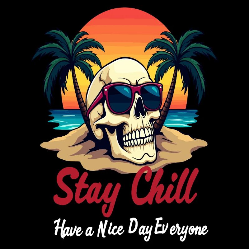 Restez Chill, Crâne Avec Lunettes De Soleil Beach Design