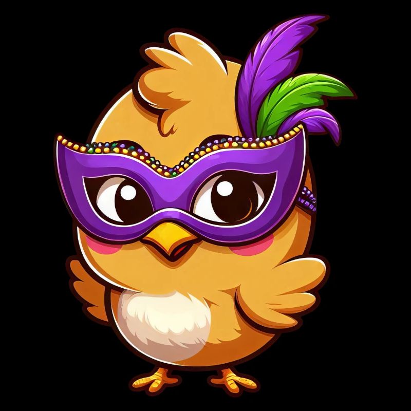 Mardi Gras poussin mignon poule dessin animé