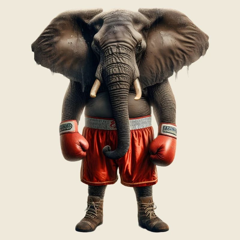 Elefant mit Boxhandschuhen