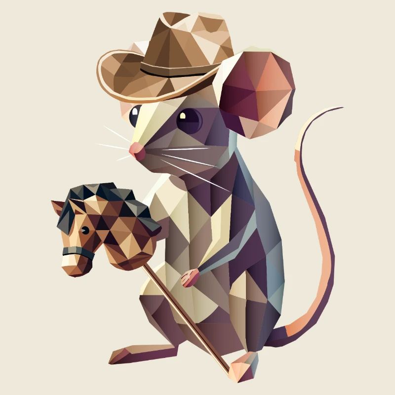 Souris de cow-boy avec cheval de loisir