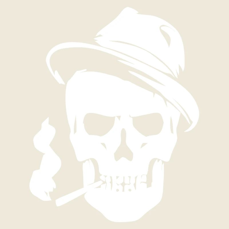 Vintage Totenkopf mit Fedora und Rauch