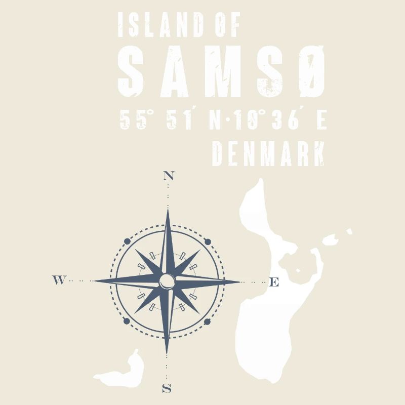 Samsø Samsoe Island Outline Compass