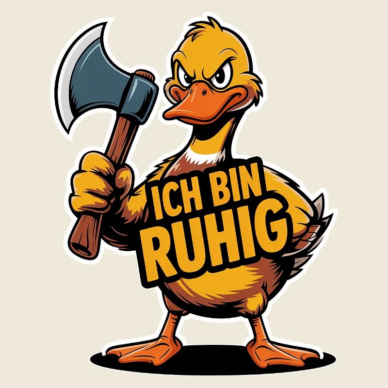 Böse Ente mit Axt – Lustiger Spruch Ich bin ruhig
