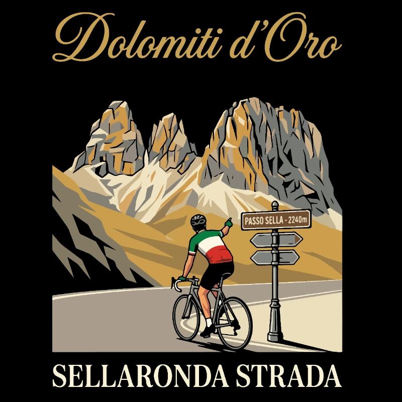 Passo Sella 2240m Dolomiti d'Oro Cycling Art