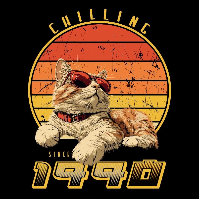 1990 Né Chill Rétro Chat Amoureux Chat