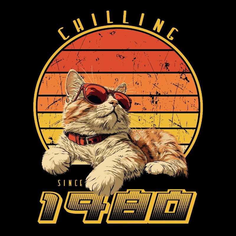 1980's retro born - cat chilling