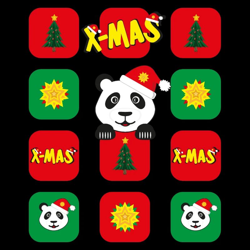 Panda mit Weihnachts-Apps, lustiger Hingucker.