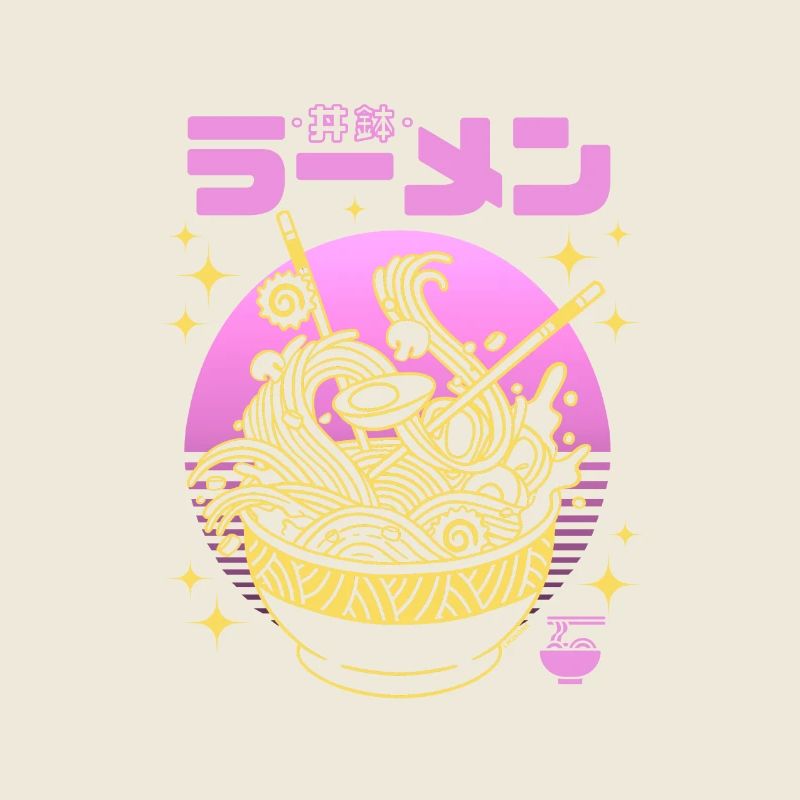 Néon rose sunset - Bol de Ramen dorée