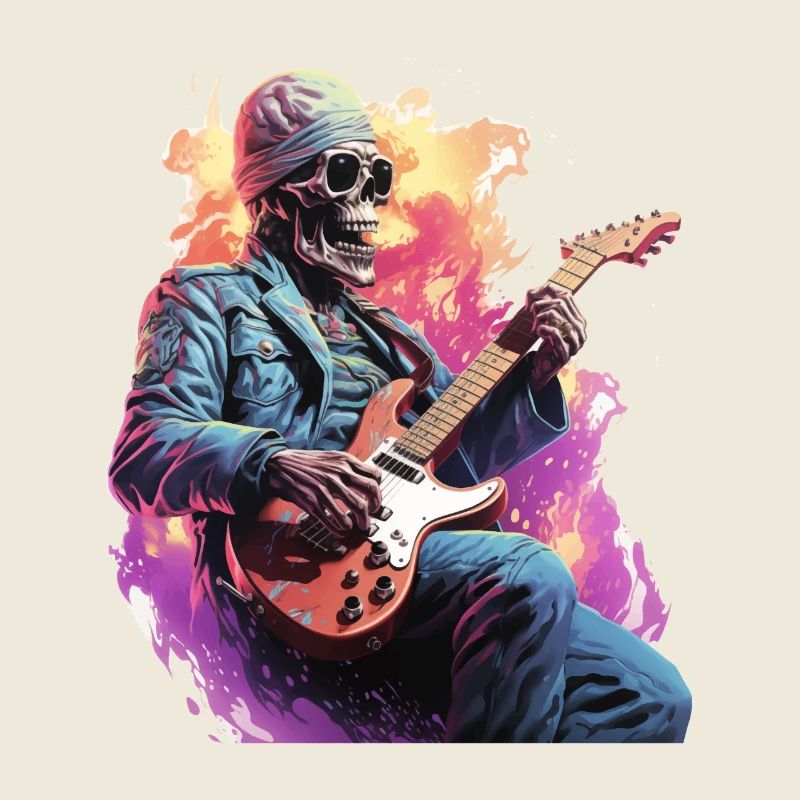 Skeleton Playing Electric Guitar