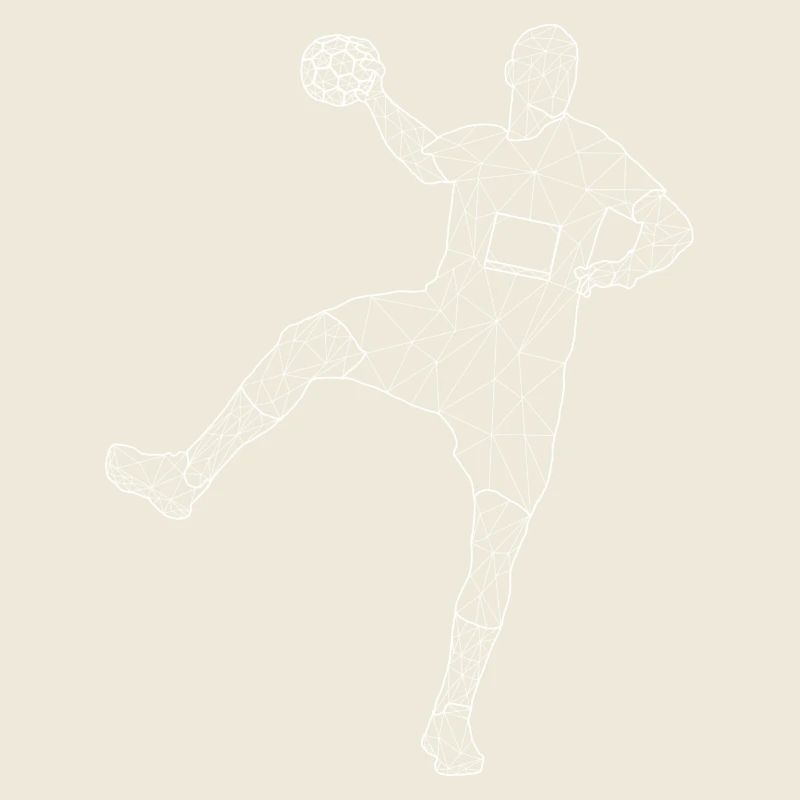 Handballer im Sprung, weiss Design