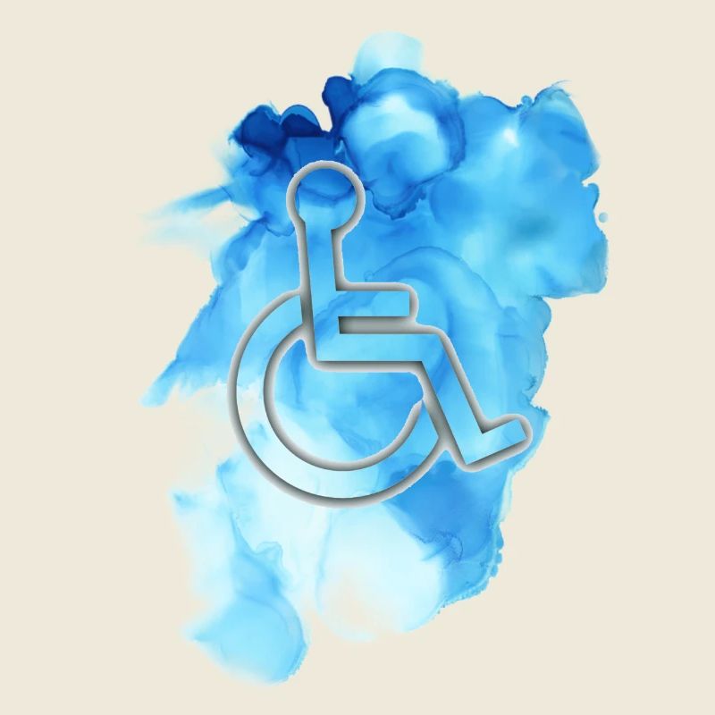 Symbole de fauteuil roulant sur fond bleu #