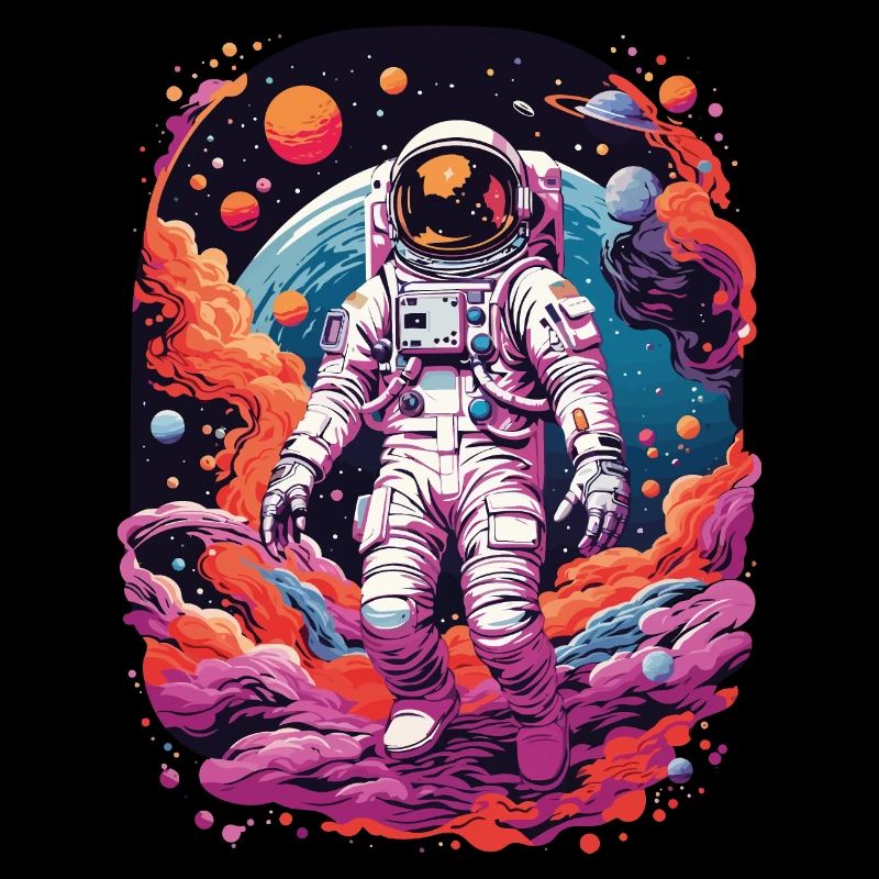 Outer Space Splash Art Coloré Amusant Spaceman