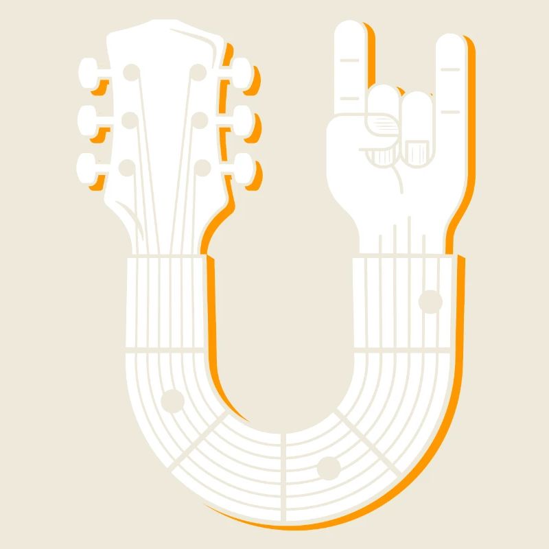 Guitare musicale signe de main illustration