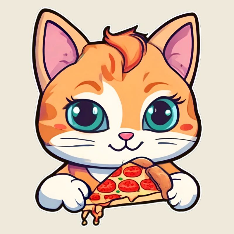 Cat loves pizza