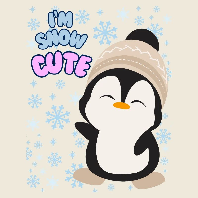 Pull d'hiver mignon avec un pingouin pour femme. Je suis mignonne comme la neige.