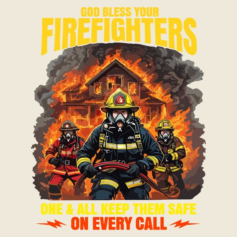 God Bless Firefighters Heroic Design
