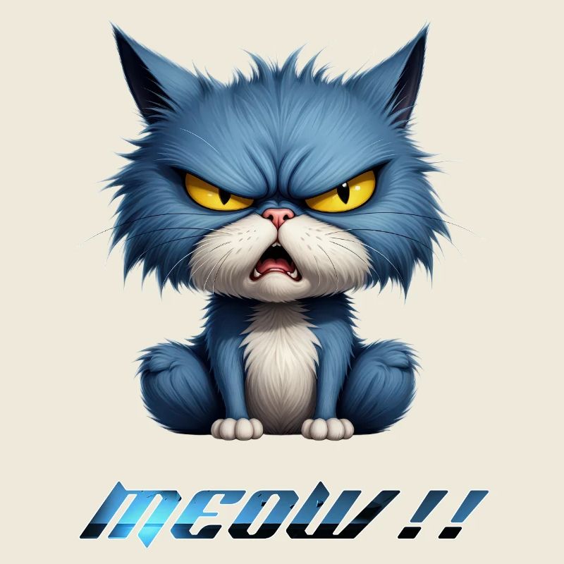 Chat bleu en colère Pixel miaou