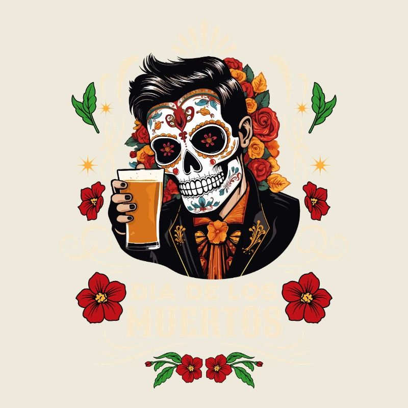 Dia De Los Muertos Beer Skull Skull
