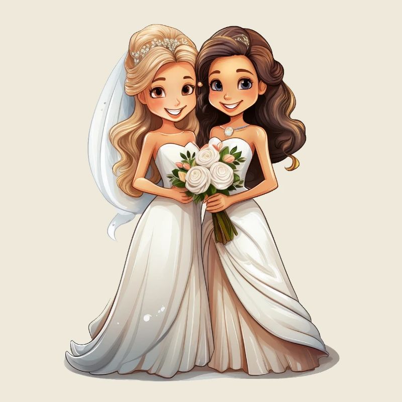 Les mariés lesbiens pendant le mariage