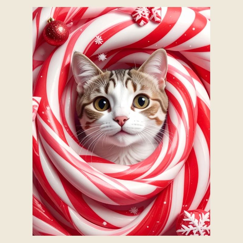 Christmas cat in Peppermint candy