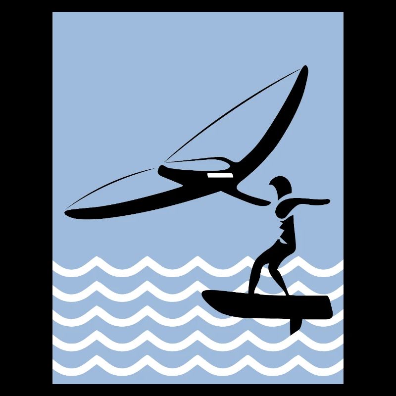 Silhouette de wingfoil en bord de mer