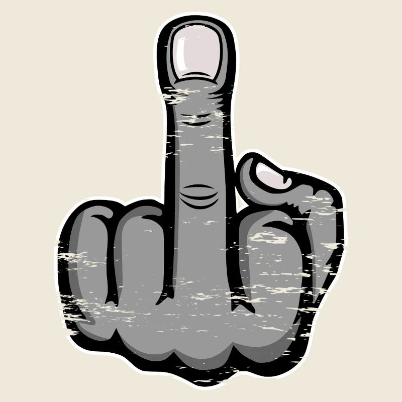 Mittelfinger Stinkefinger Design Grau used