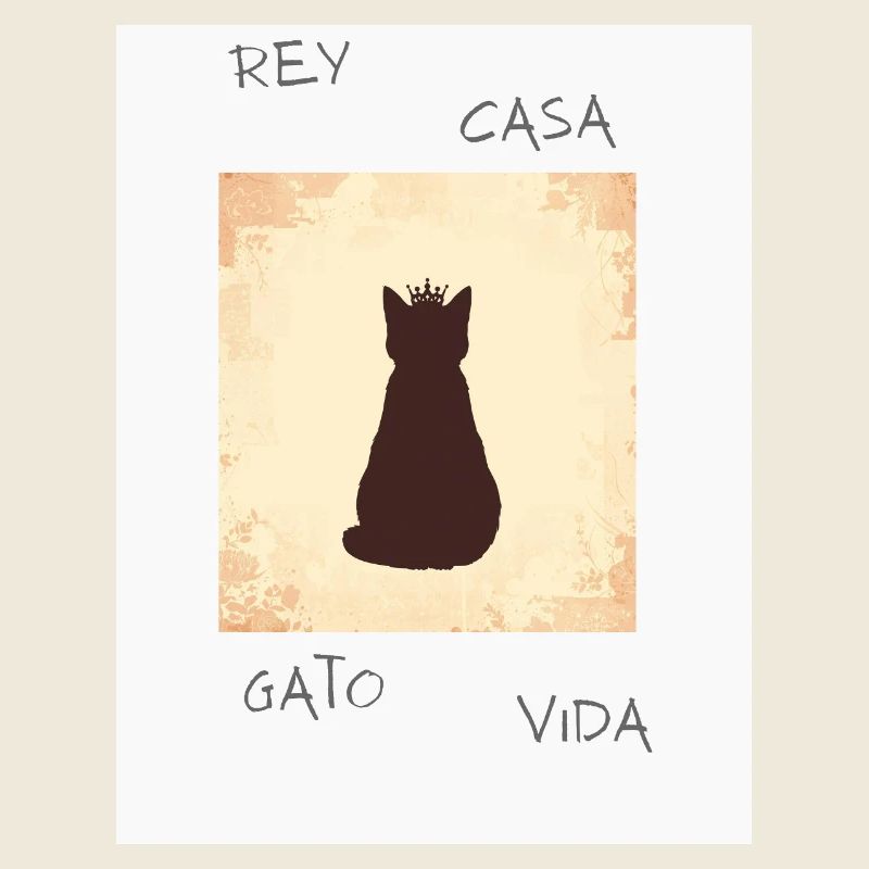 King Cat in Silhouette with Crown