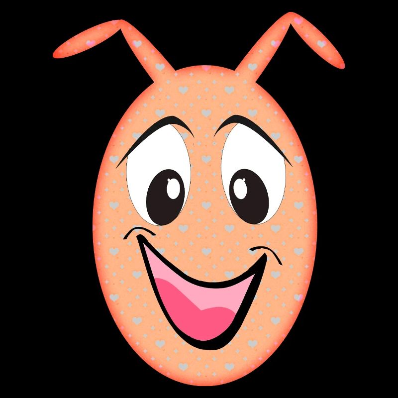 Orange Figurine Funny Head with Hearts