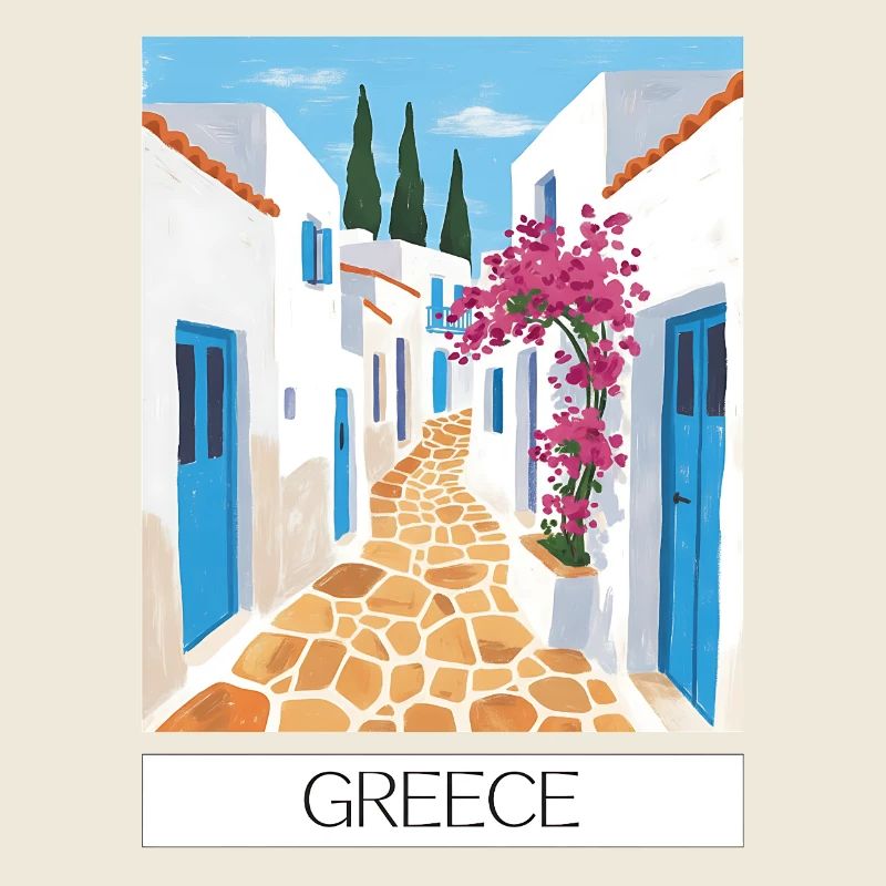 Greek Road Path Blue & White