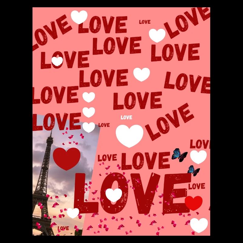 Paris and Love: Typographic Love Collage