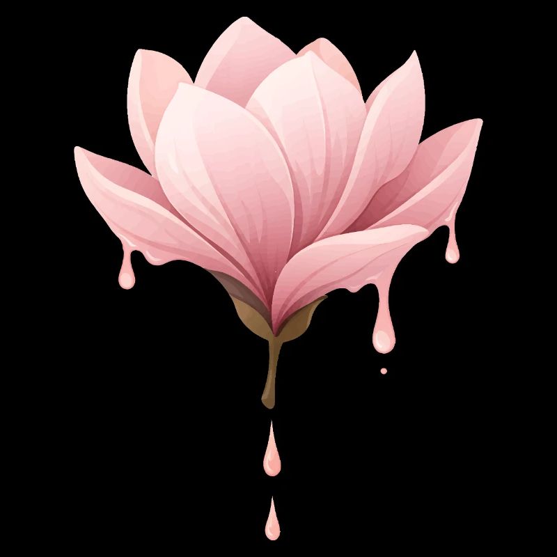 Magnolia Blossom Illustration Dripping Flower