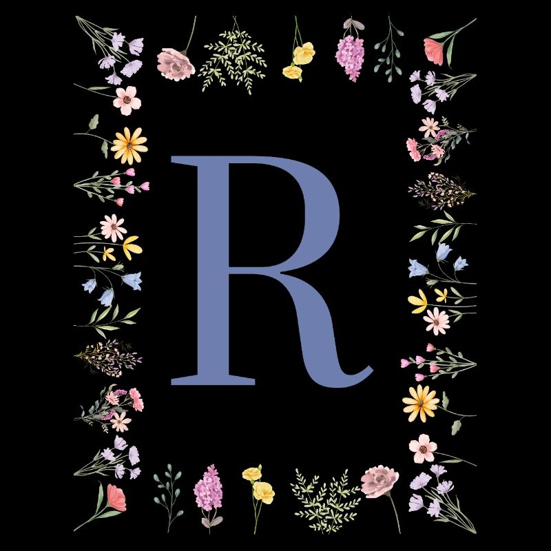Floral Initialen "R", Buchstaben Monogramm
