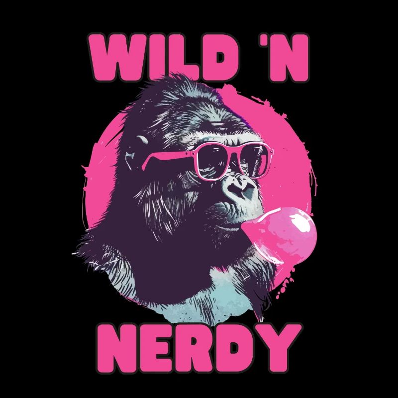 Gorilla with Sunglasses and Chewing Gum Pink