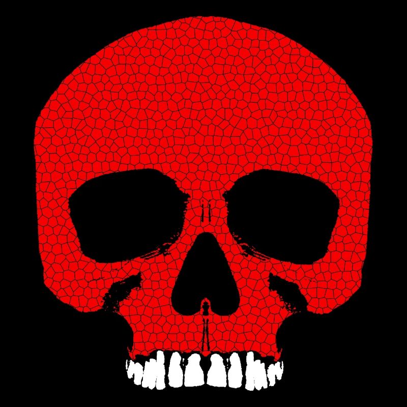Roter Totenkopf mit Rissmuster / Schädel