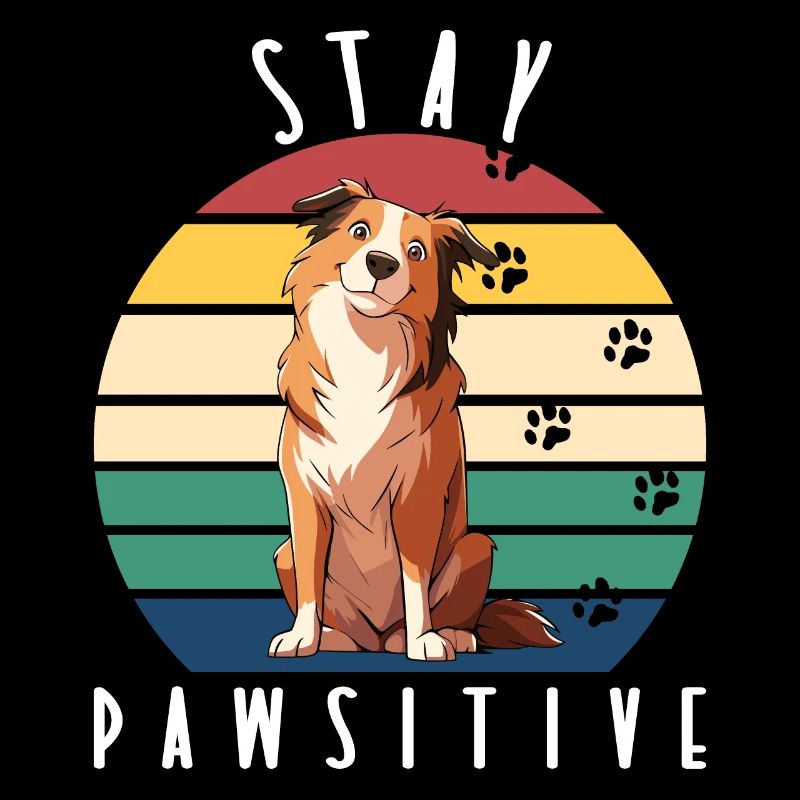 Hunde stay pawsitive mit Pfoten retro