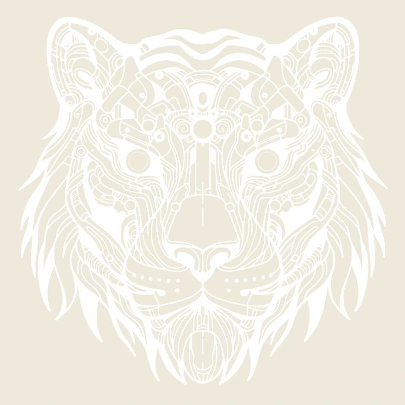 Biomechanischer Tiger - Weißes Design
